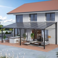 12&rsquo;x20&prime; Wall Mounted Gazebo 6mm UV Resistant Polycarbonate Roof All Weather