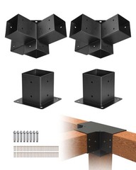 VEVOR 4×4 Inch Pergola Bracket Kit Inner 3.5×3.5 4-Way Brackets 2 Pcs 2 Bases