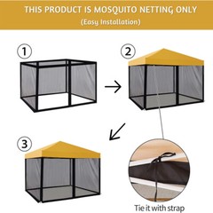 10FTx10FT Gazebo Replacement Mesh Walls 4-Sided Pergola Mosquito Screen Netting
