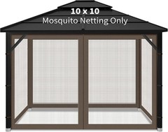 Durable 10×10 Gazebo Mosquito Netting Coffee Waterproof Zippered Panels