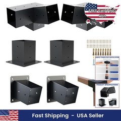 Pergola Kit 3-Way 15° Slanted Roof Brackets 4×4 Wall Mount Carbon Steel 6 Pcs Bl