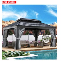 Sturdy 12×16 Aluminum Gazebo with Drainage & UV Protection – Perfect for Patios