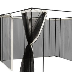 Gazebo Mesh Curtain Kit 9.8×9.8ft Size 6.8ft Height Polyester Fabric with Rings