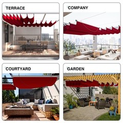 Waterproof Red Retractable Pergola Replacement Shade Cover Cloth Yard Terrace