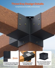 VEVOR 6×6&Prime; Pergola Bracket Kit Inner 5.5×5.5 4-Way Woodworks DIY Post 2 pcs
