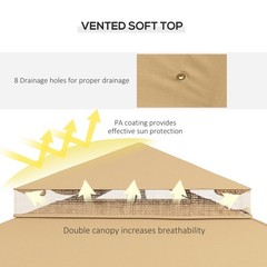Gazebo 10&prime; x 12&prime; Steel Outdoor Garden Gazebo with Mesh Curtains – Brown