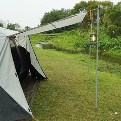 2m Iron Awning Pole for Camping Tent Tarp 4-Section Adjustable Height Gray