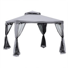 9.6×9.6&prime; Garden Patio Gazebo Outdoor Canopy Shelter with 2-Tier Roof and Netting