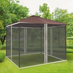 Gazebo Mesh Curtain Kit 9.8×9.8ft Size 6.8ft Height Polyester Fabric with Rings