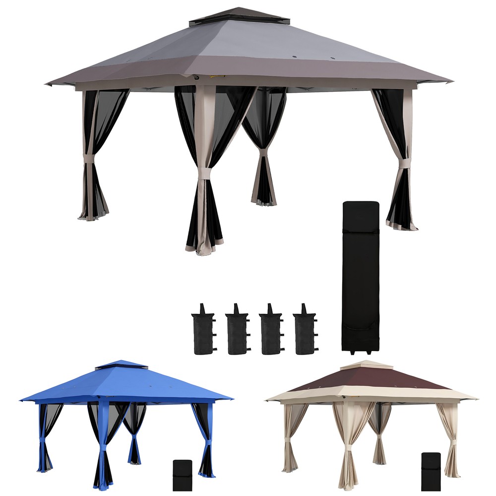 13&prime; x 13&prime; Pop Up Canopy w/ Netting, Weight Bags, Adjustable Height