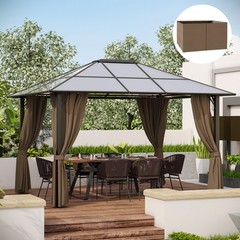 130.75&Prime; x 80.75&Prime; Universal Pergola Curtain Kit w/ Hooks/C-Ring Included, Brown