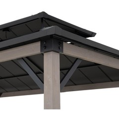 Durable Cedar Frame Wood Gazebo, for Backyard BBQs and Patio Parties, Black