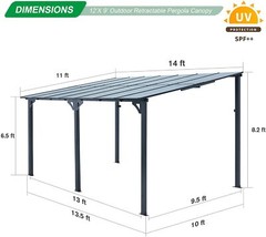 Metal Outdoor Pergola Gazebo Garden Awning Patio Canopy Rectangle SunShade 3size