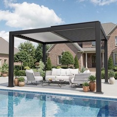 10 x 12 ft Aluminum Outdoor Louvered Pergola With Water-tight Adjustable Roof