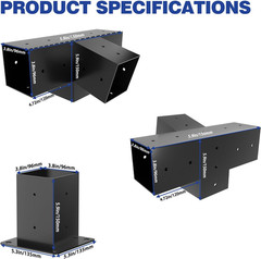 Pergola Kit, Slanted Roof Pergola Bracket, 4-Way Brackets with Post Base Kit, Lo