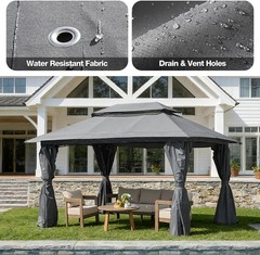 Outdoor Gazebo Patio 10&rsquo;x13&prime; Heavy Duty Shelter Canopy Tent W/ Mosquito Netting