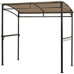 7&rsquo;x4.5&prime; Grill Gazebo Outdoor Patio Garden BBQ Canopy Shelter Storage Hook Brown