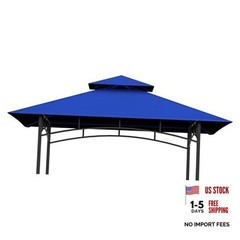 Grill Gazebo Replacement Canopy Top – 5&rsquo;x8&prime; Outdoor BBQ Tent Roof Cover Blue