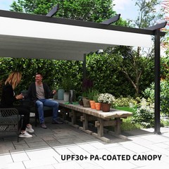 Outsunny White 13&prime; x 13&prime; Aluminum Pergola with Retractable Canopy