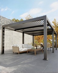 12 x 20 Ft Aluminum Pergola with Adjustable Louvered Roof, Modern Hardtop Gazebo