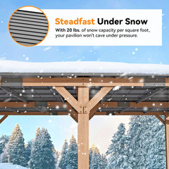 Cedar Wood Gazebo Pavilion 20&prime; x 20&prime; with Hardtop Steel Slope Roof for Patio