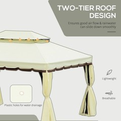 10x13ft Gazebo Canopy Garden Shelter Double Tier Roof Shelter Aluminum w/Netting