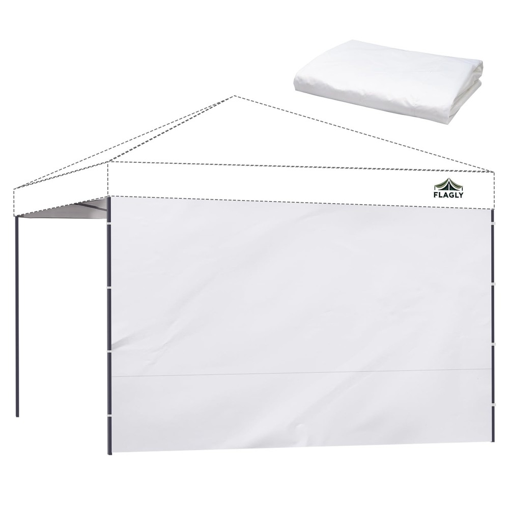 FLAGLY 10×10 Pop Up Canopy Sidewall – 1 PC 300D Waterproof 10x10ft, White