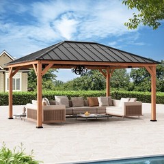 Tranquil Grove Wood Gazebo 12&prime; x 16, Cedar Framed with Hip Roof Hardtop