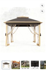 Garvee 10.82 x 10.82&prime; Outdoor Pop up Gazebo Tent, Adjustable Height, Khaki