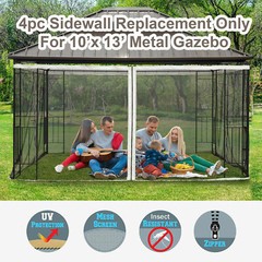 Replacement Mosquito Curtains Netting Screen Wall for 10&rsquo;x13&prime; Gazebo Porch Patio