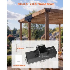 4×4 Inch Pergola Bracket Kit Inner 3.5×3.5 3-Way Woodworks DIY Post 2 pcs