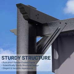 10 x 12 FT Black Outdoor Patio Pergola with Retractable Sun Shade Canopy