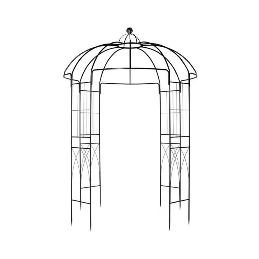 207 X 207 X 270 Cm Courtyard Wrought Iron Gazebo Iron Arch Arbor Black