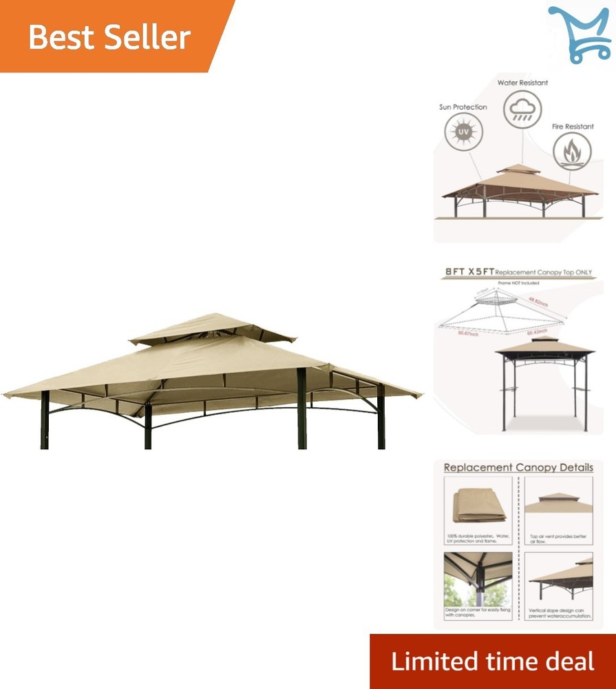 Grill Canopy Replacement Polyester 5×8 Rectangular Water-Resistant Cover