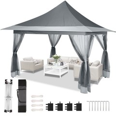 12x12ft Pop Up Gazebo with Mosquito Nettings Outdoor Patio Garden Canopy Tent