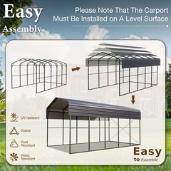 14x25x13ft Carport Heavy Duty Outdoor Metal Car Shelter Garage for RVs Harvester