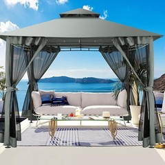 10×10 Patio Gazebo with Mosquito Netting Outdoor Heavy Duty Party Canopy Tent