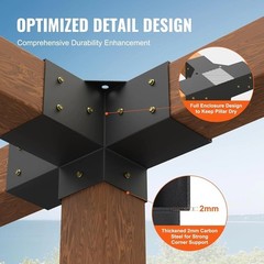 4-Way Heavy-Duty Pergola Bracket Kit – 4&Prime;x4&Prime; Corner Support for Outdoor Projects