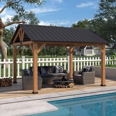 EAGLE PEAK 11×13 Hardtop Gazebo Outdoor Cedar Wood Frame Pavilion