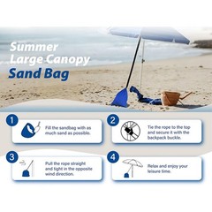 Beach Umbrella Sand Anchor Bag with Rope – Foldable For Canopy Leg Weight 80g