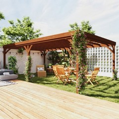 12&prime; x 20&prime; Outdoor Wood Pergola Gazebo with Stable Structure, Brown