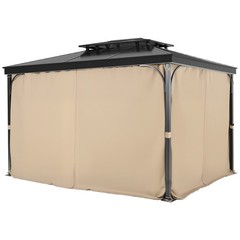 Outdoor Gazebo Privacy Curtain 13&prime; x 10&prime; x 7&prime; Waterproof Gazebo Curtains Khaki