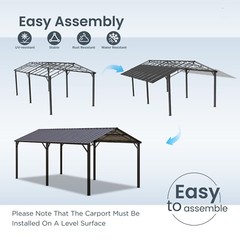 10 x 20 ft Outdoor Carport Heavy Duty Gazebo Garage Car Shelter Shade Multi-Use