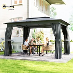 10&prime; x 12&prime; Outdoor Patio Gazebo with Double Roof Dark Gray | Heavy Duty Gazebo