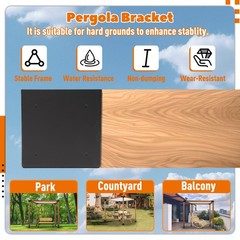 2 PK Heavy Duty 11 Gauge Pergola Wall Mount Bracket Support for 6×6 Wooden Post