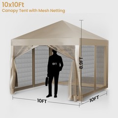 10&rsquo;x10&prime; Patio Canopy Tent with Mosquito Netting,Portable Gazebo,Screen House