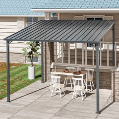 Outdoor Pergola Large Galvanized Steel Lean to Wall-Mounted Pergolas for BBQ