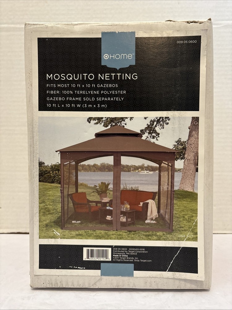 New/Open Box*Target HOME Mosquito Netting for Gazebo in Brown Fits 10&prime; x 10&prime;