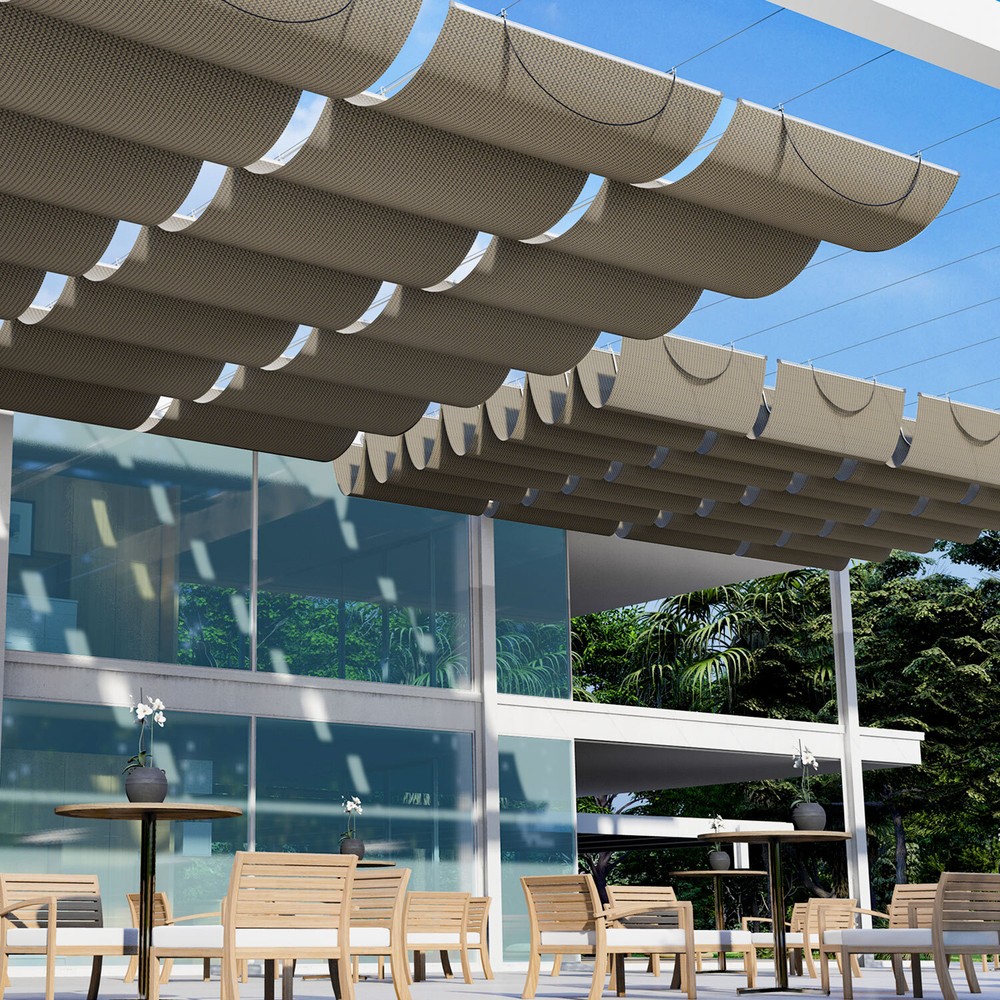 E&K 7ft Retractable Pergola Canopy Cover Waterproof Awning Deck Garden Yard Pool