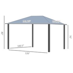 12&prime; x 10&prime; Hardtop Gazebo Aluminum Frame Pergola with Netting and Window, Grey